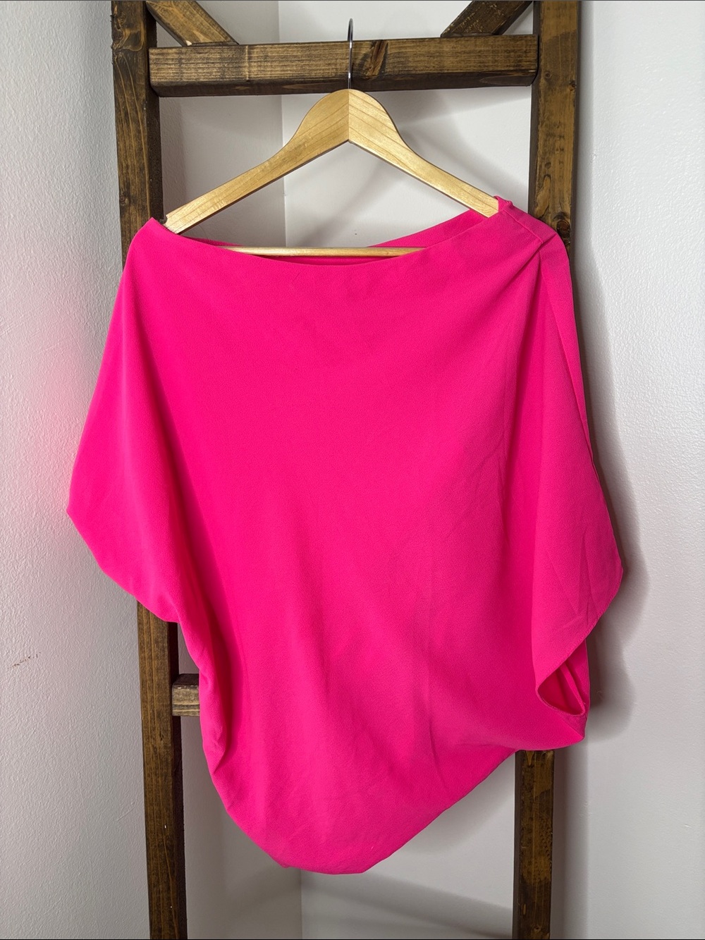 Main Strip Hot Pink Batwing Poncho Blouse Size S